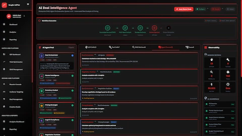 Human Approval phase displaying agent consensus on deal strategy with inter-agent communications.