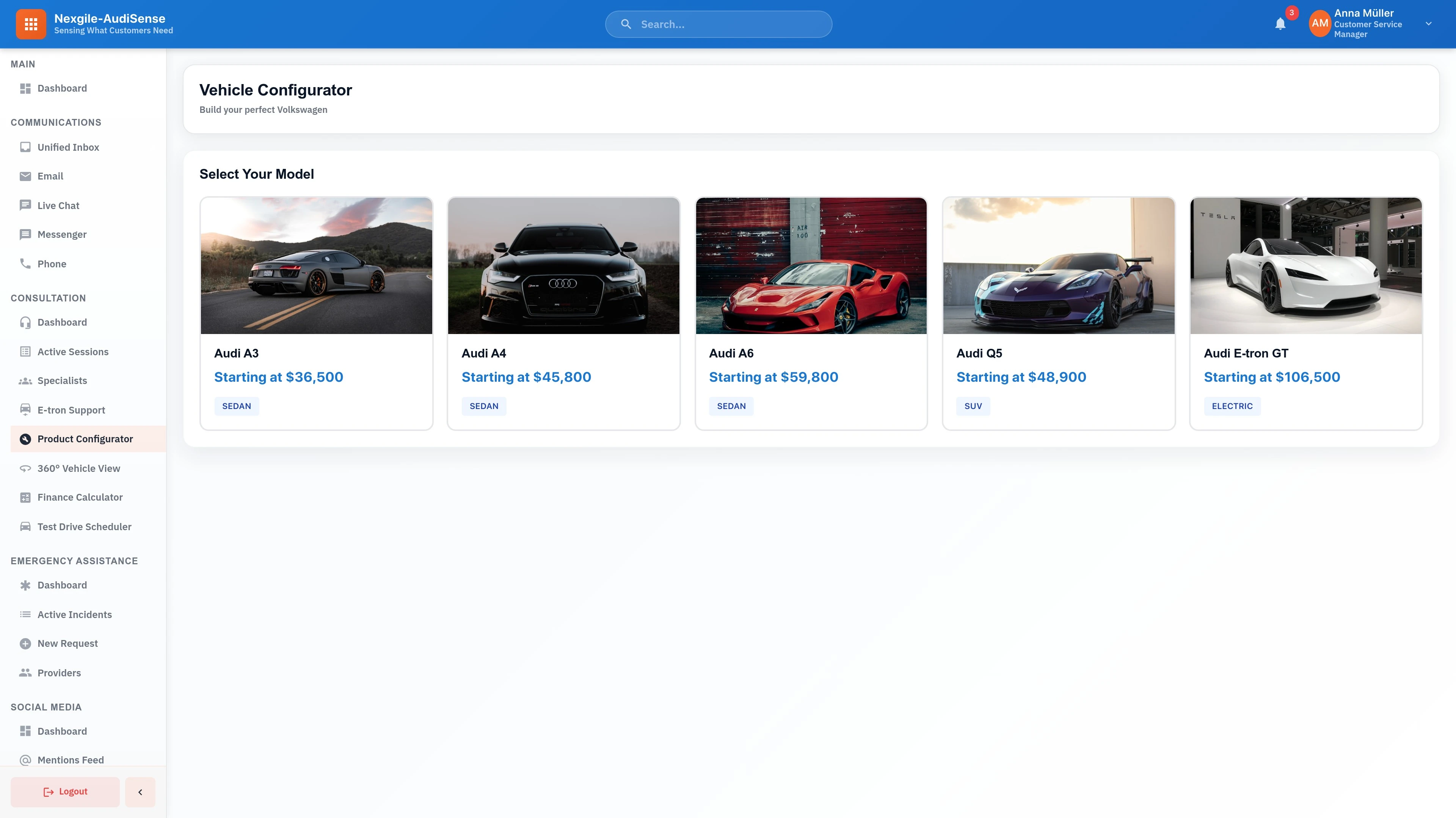Vehicle Configurator Tool - Interactive consultation and configuration interface