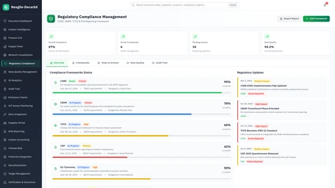Compliance Dashboard - Multi-framework regulatory compliance management interface