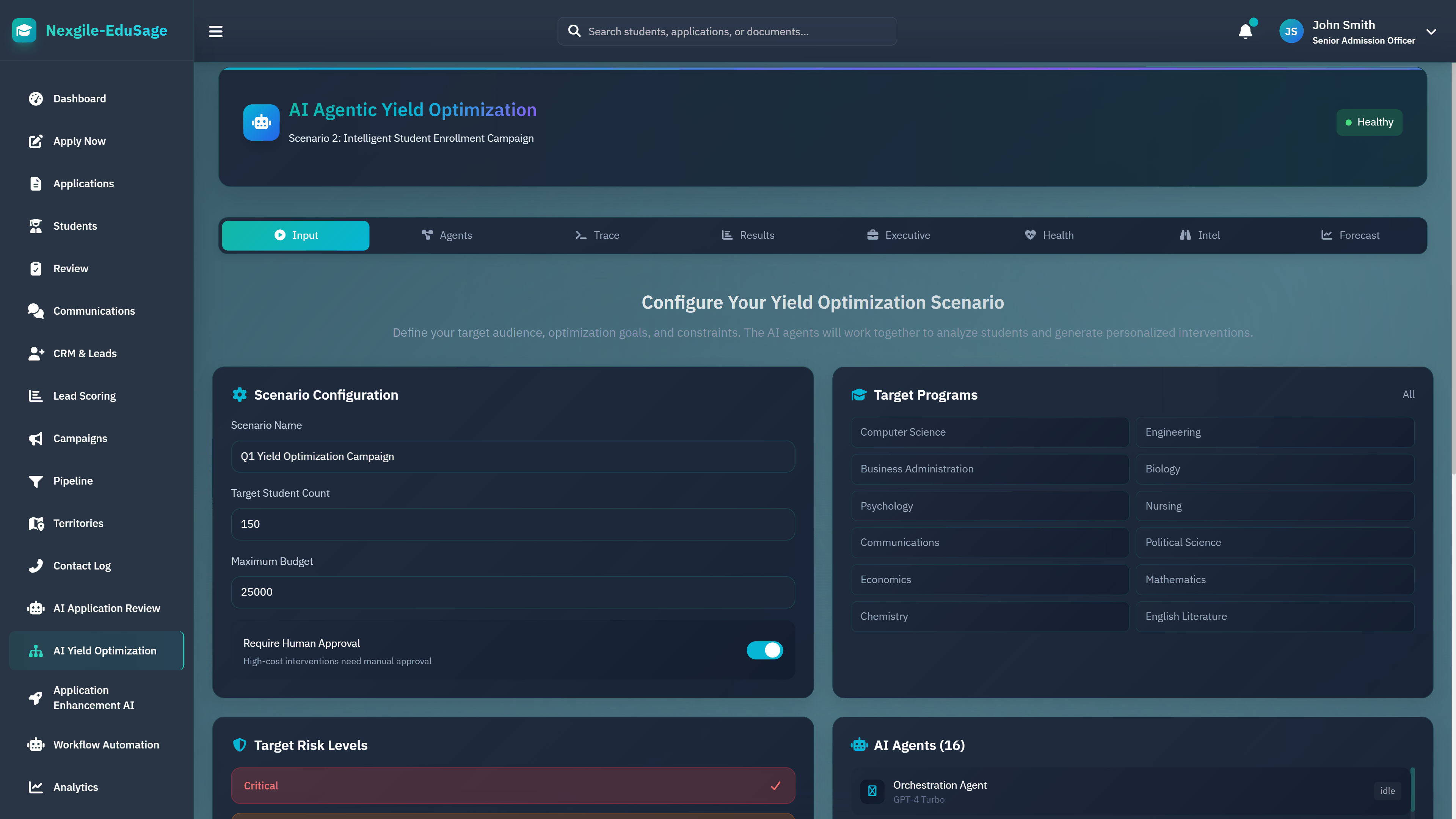 Campaign Configuration - Scenario setup and target selection