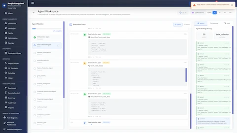 Agent Workspace - Live multi-agent execution with data collection pipeline and real-time processing insights