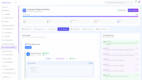 Tool Execution View - Real-time anomaly detection tool activity displaying input/output data and agent collaboration monitoring