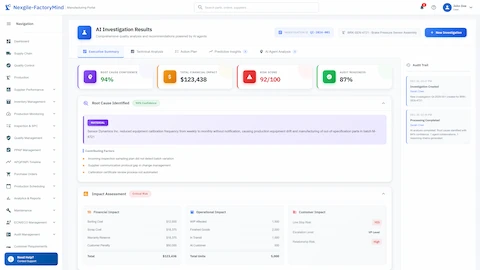 Investigation results with root cause analysis, financial impact, and audit readiness