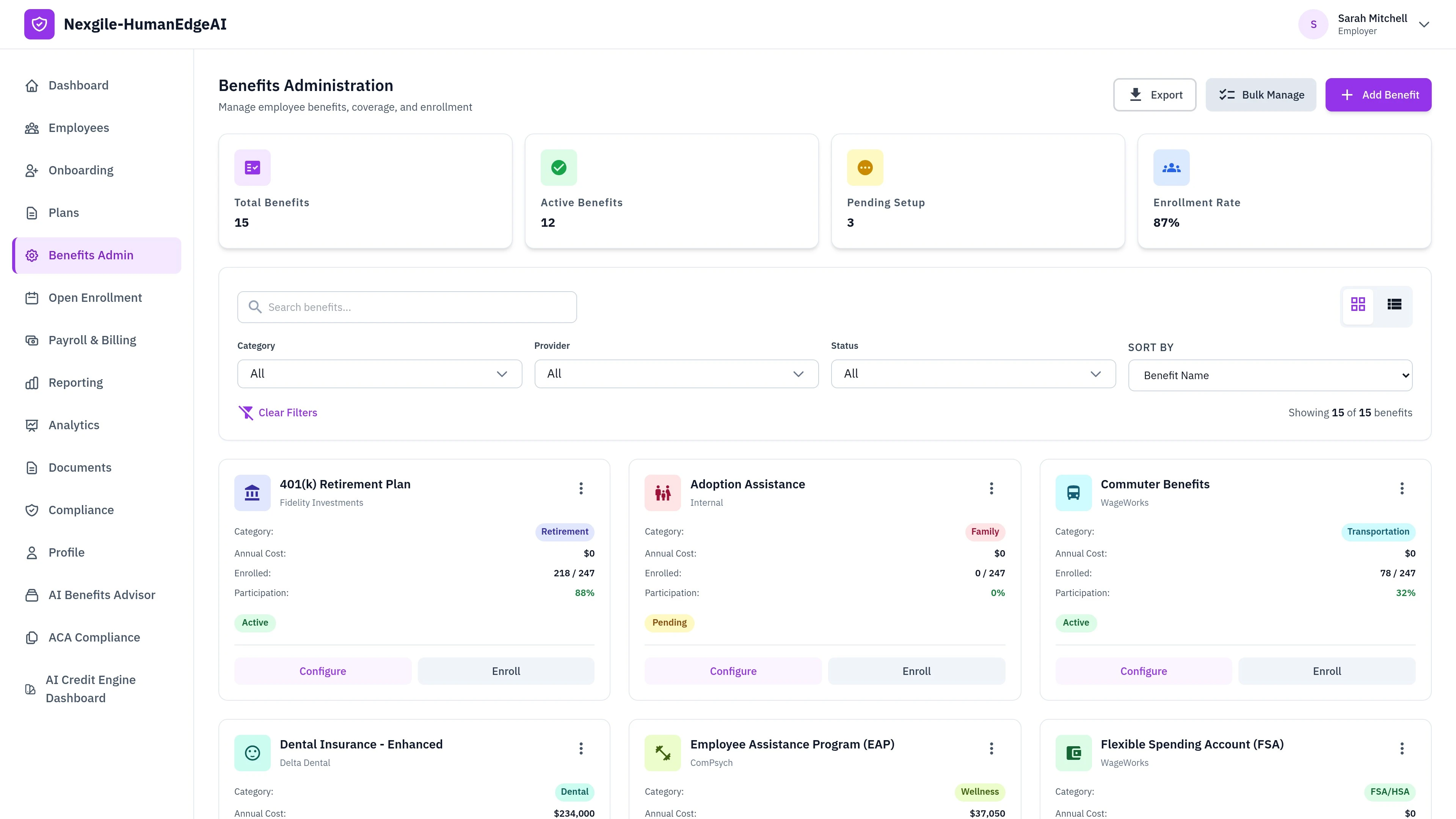 Employer Benefits Administration Dashboard