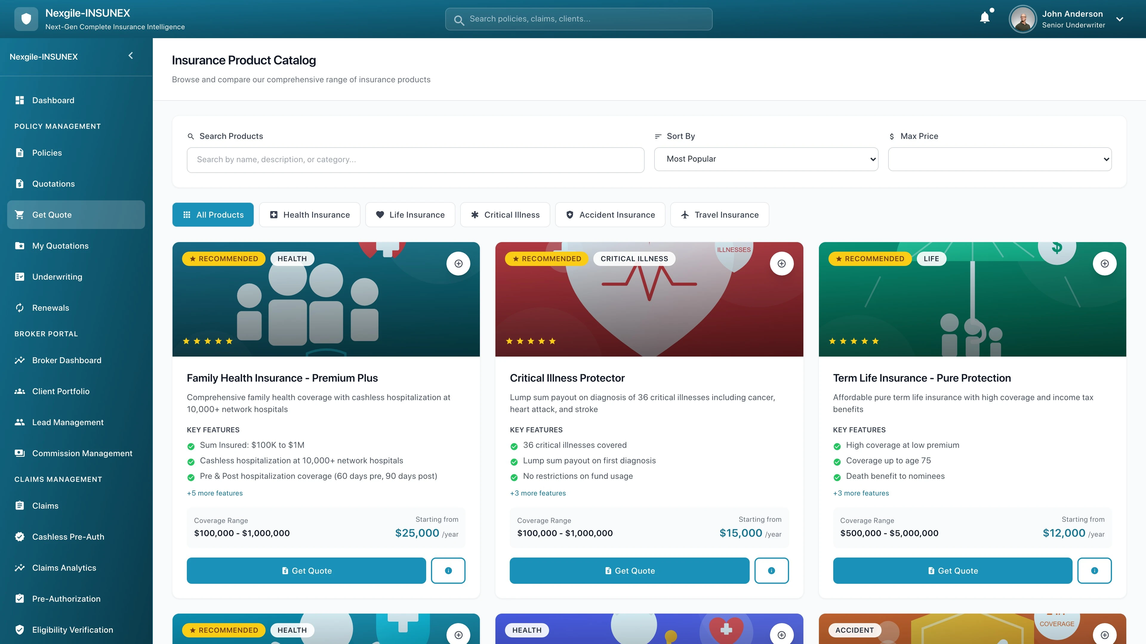 Quotation Catalog Portal Screenshot