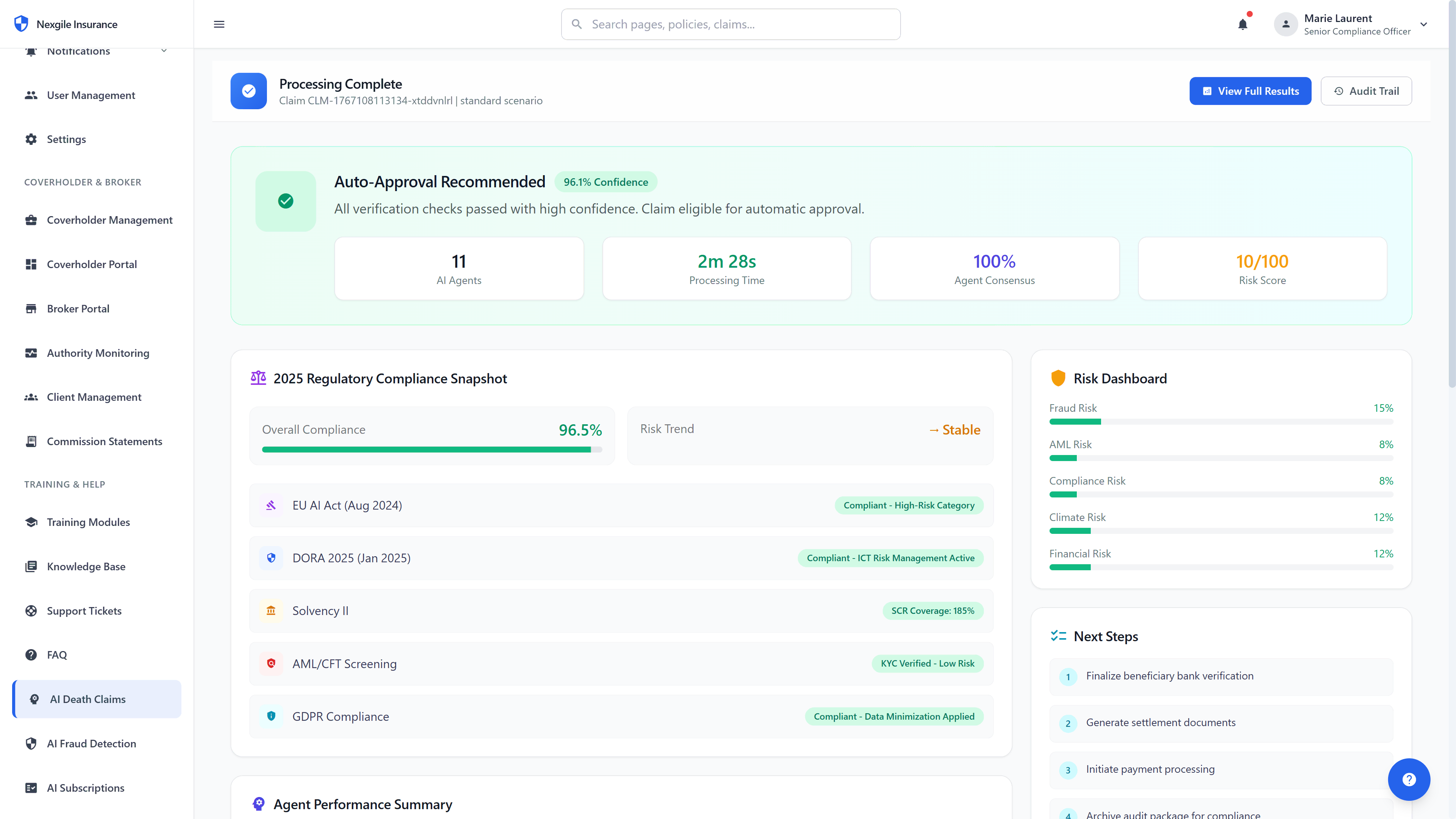 Processing Results & Compliance