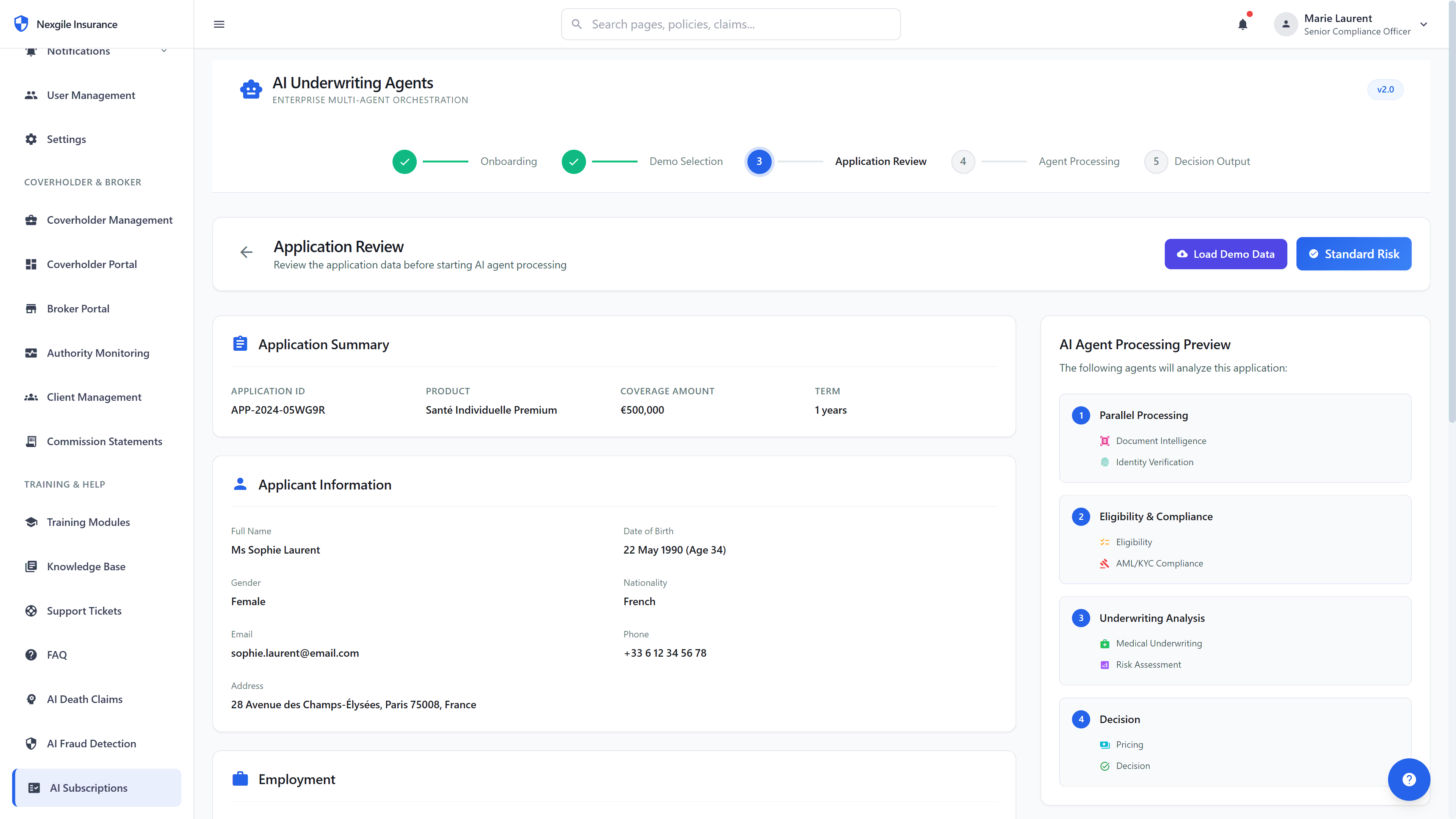 Application Review Interface