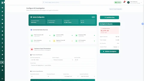 Evidence & Findings dashboard showing AI-discovered patterns with confidence scores and LLM reasoning traces