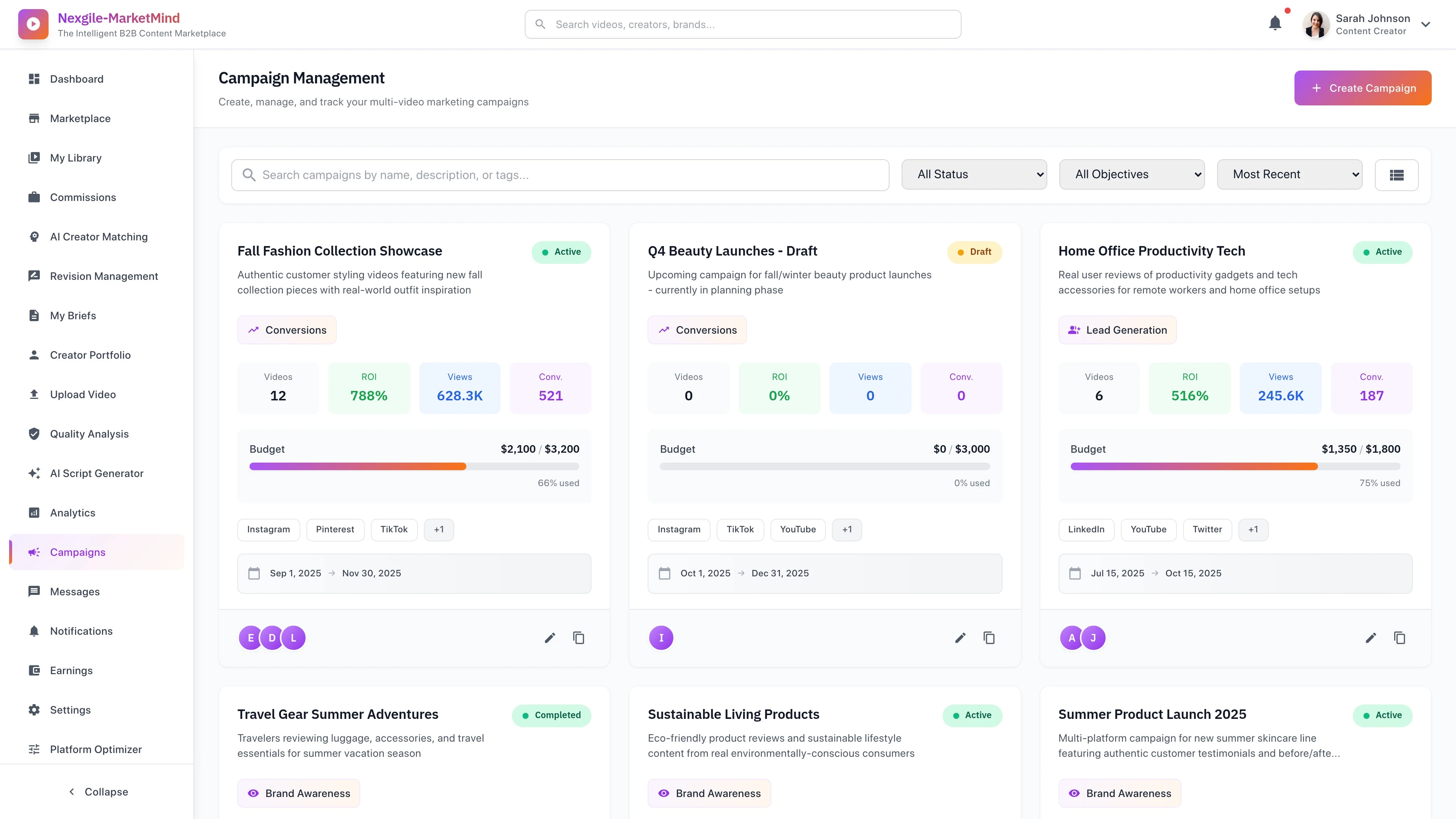 Campaigns - Campaign management and monitoring dashboard