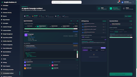 Agent orchestration in action with workflow execution graph and real-time processing status
