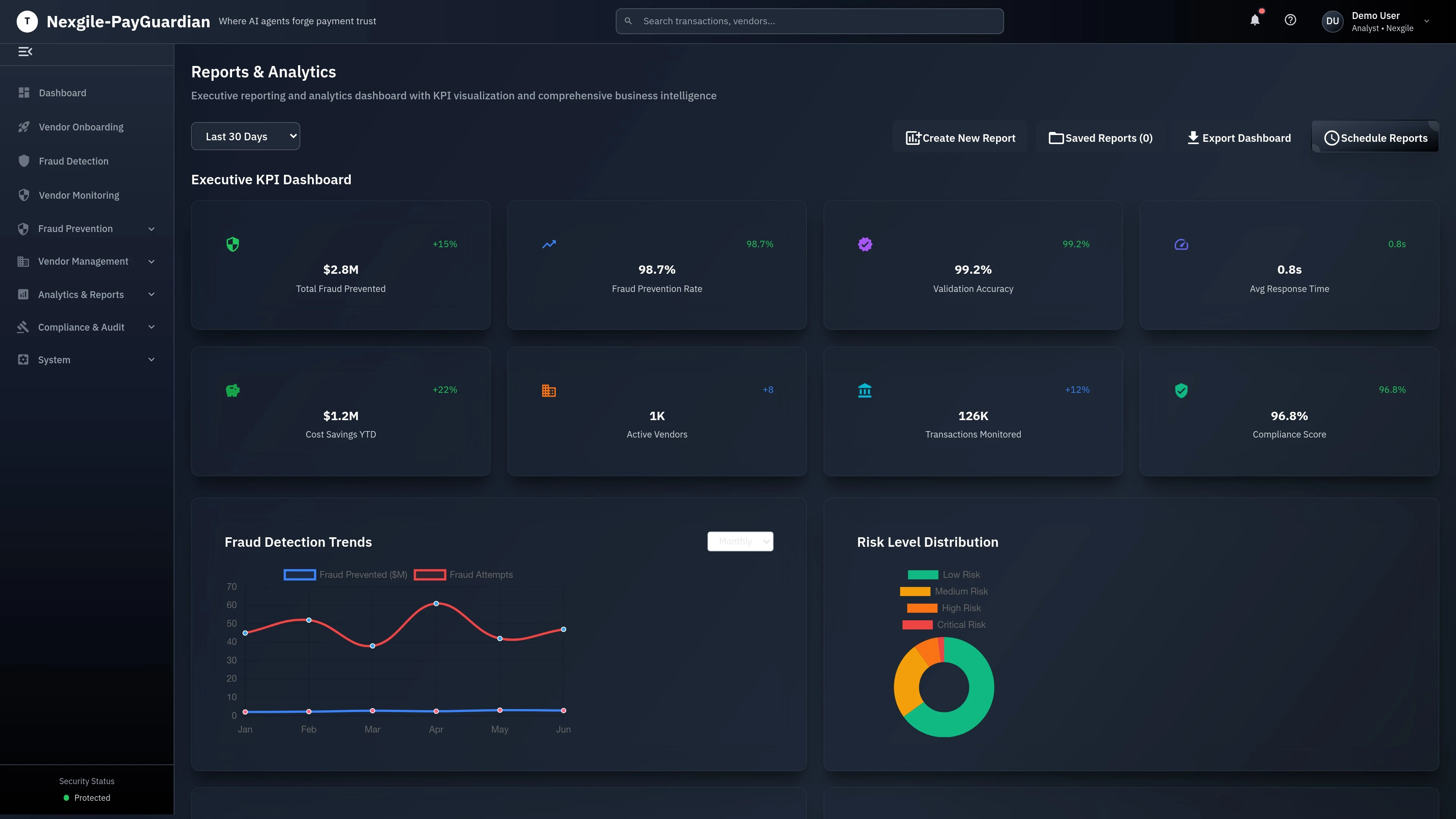 Reports - Comprehensive analytics and custom report builder