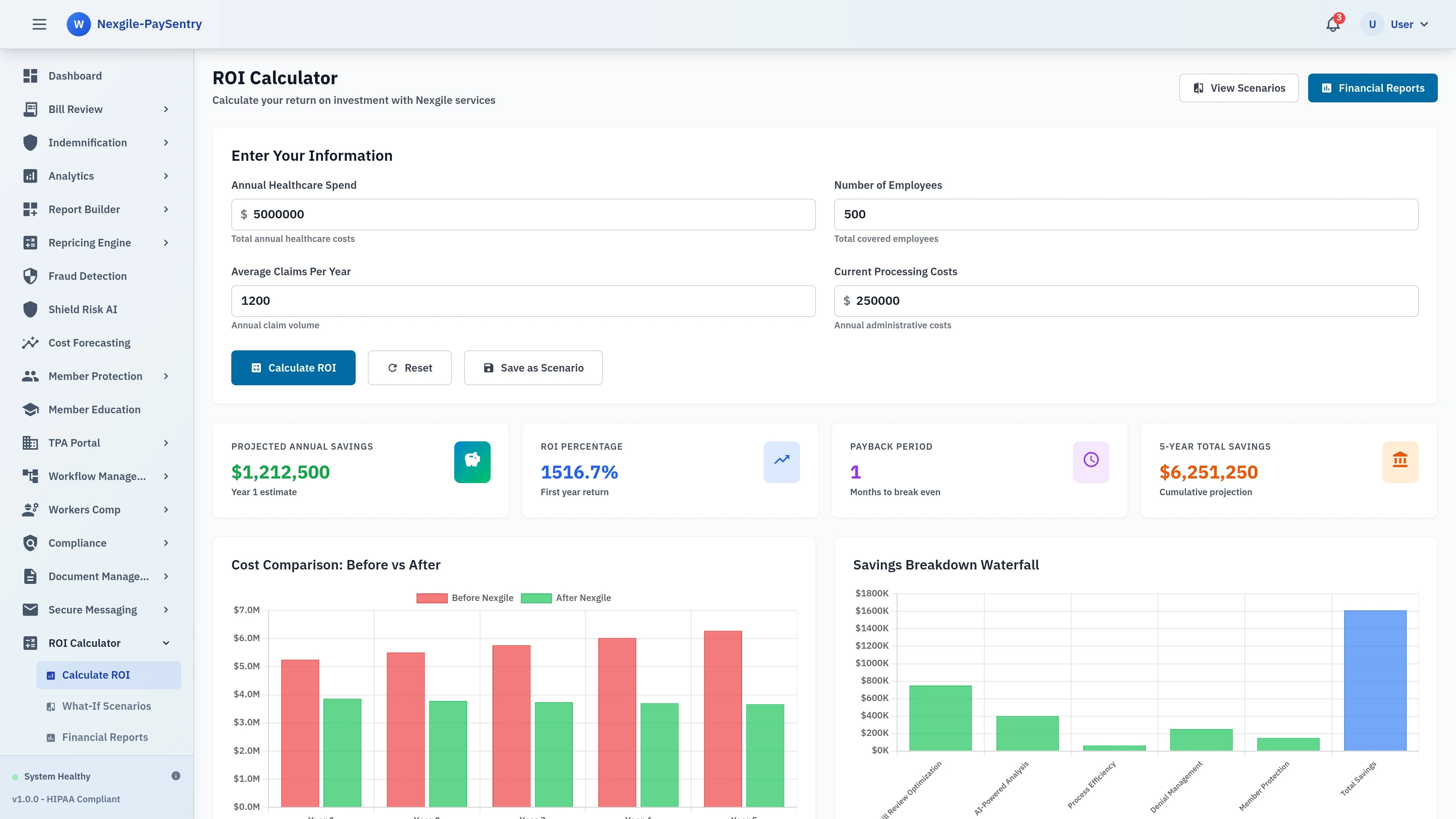 ROI Calculator - Interactive cost savings and return on investment analysis tool