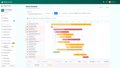 Turnaround Gantt Chart - Interactive project scheduling with critical path visualization