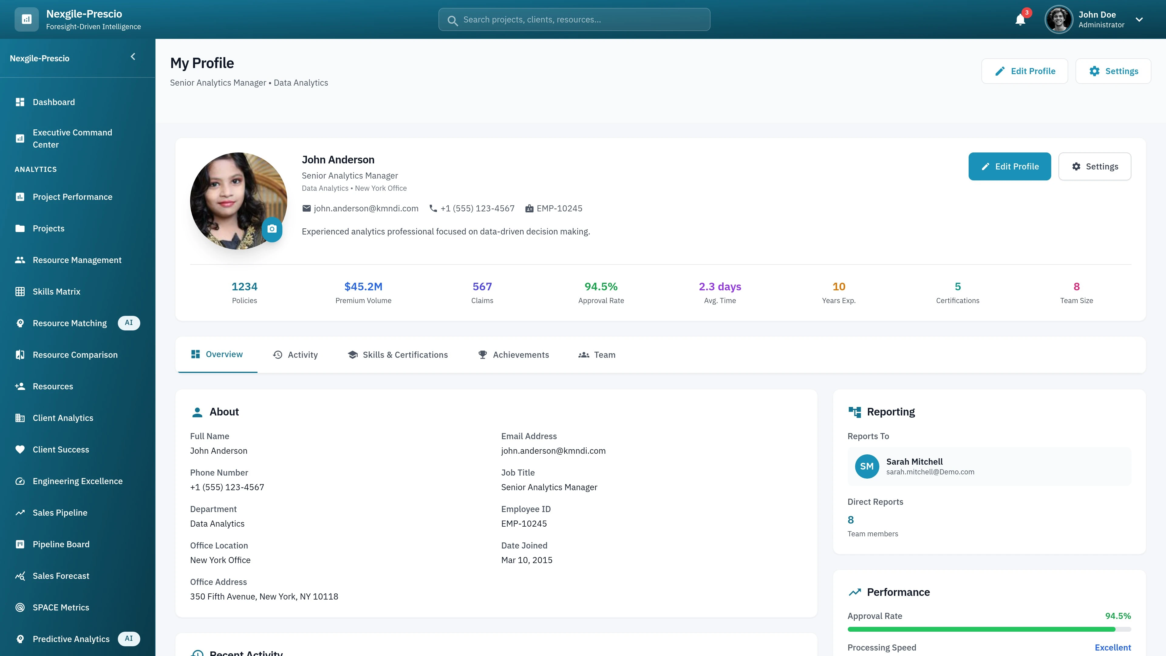 User Profile Dashboard - Personal settings and account management interface