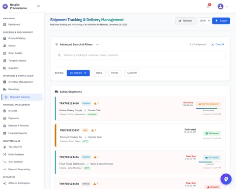 Real-Time Shipment Tracking - Nexgile-ProcureSense Nexus Platform