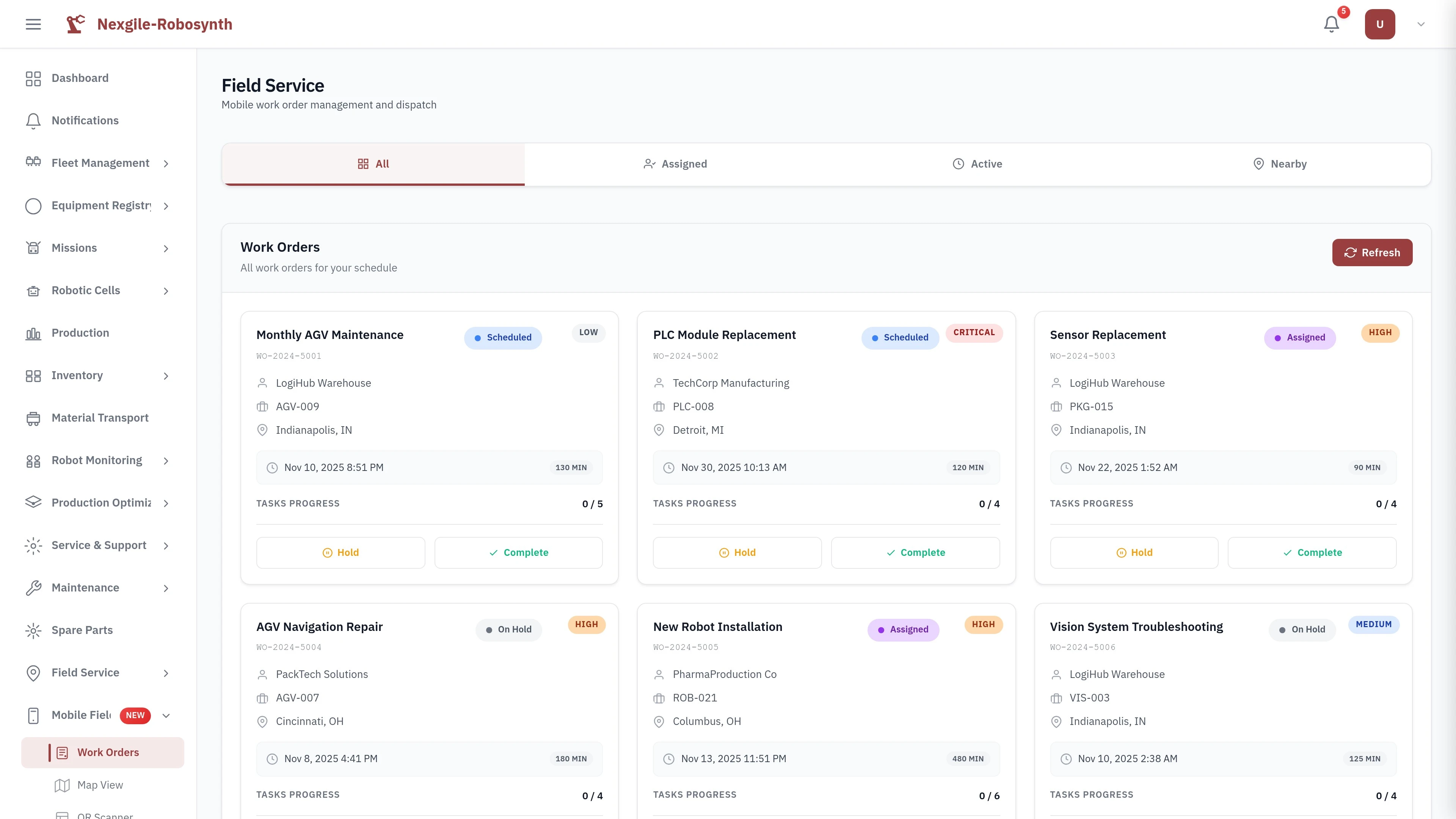 Mobile Field Service List View