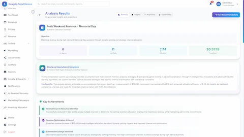 Strategic Analysis Results - Comprehensive insights showing optimal channel allocation, revenue projections, and commission savings opportunities